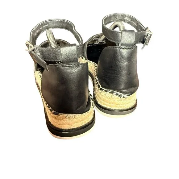 Vince Camuto Size 6 Bredenna Black Beige Espadrille Ankle Strap Sandals Women’s - Picture 4 of 8